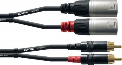 CORDIAL CFU6MC - C&acirc;ble audio 2 RCA m&acirc;les - 2 XLR m&acirc;les 6 m