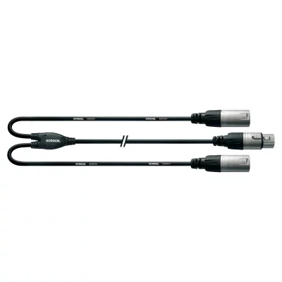 CORDIAL CFY0.3FMM - C&acirc;ble bretelle XLR femelle - 2 XLR m&acirc;les 30 cm