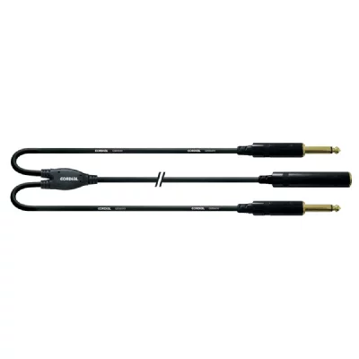 CORDIAL CFY0.3GPP - C&acirc;ble bretelle jack femelle - 2 jacks m&acirc;les mono 30 cm