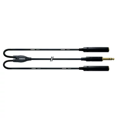 CORDIAL CFY0.3VKK - C&acirc;ble bretelle jack m&acirc;le - 2 jacks femelles st&eacute;r&eacute;o 30 cm