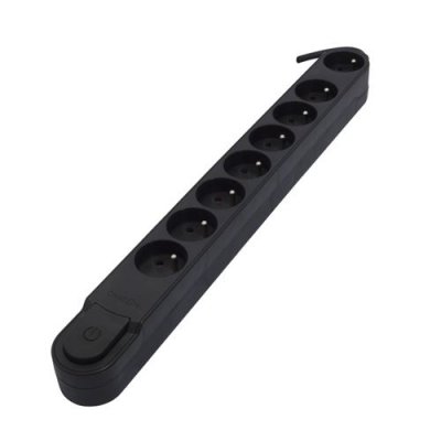 CHACON  Bloc Design 8x16A avec Interrupteur - 5m - Noir