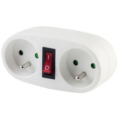 CHACON  Prise biplite 2x16A avec interrupteur blanc (Lot de 3)