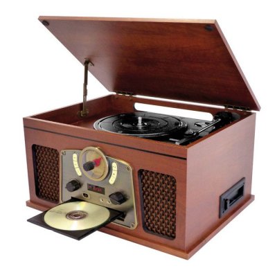 INOVALLEY Cha&icirc;ne Hifi RETRO10E-BTH-N vinyle avec Fonction encoding, Bluetooth, CD, K7 Audio, FM, USB