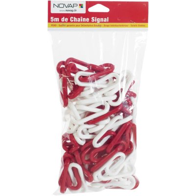 NOVAP Cha&icirc;ne &Oslash; 6mm x 5m Rouge/Blanc en sac - SIGNAL - 1165045