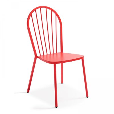 OVIALA Chaise bistrot de jardin en m&eacute;tal rouge