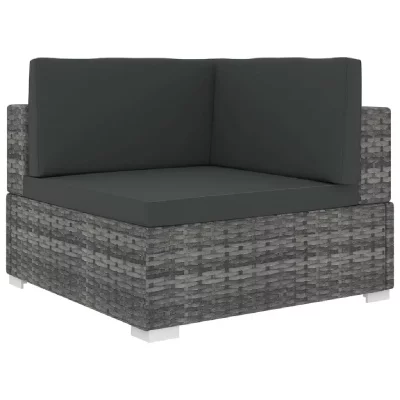 VIDAXL Chaise d'angle 1 pc et coussins R&eacute;sine tress&eacute;e Gris  Gris