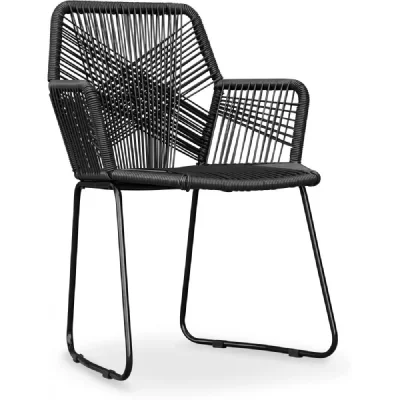 ICONIK INTERIOR Chaise d'ext&eacute;rieur - avec accoudoirs - Chaise de jardin - Frony Noir