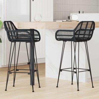 Chaise De Bar 2 Pcs 55 X 52 X 105 Cm Rotin Et M&eacute;tal Vidaxl