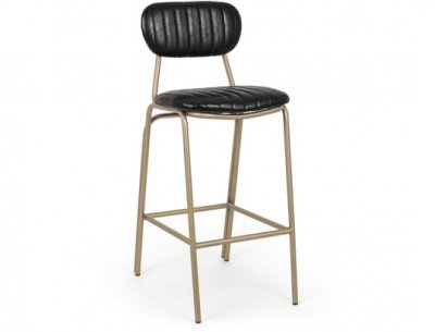 Chaise de bar 41x51x100 cm assise pu noir et m&eacute;tal dor&eacute;