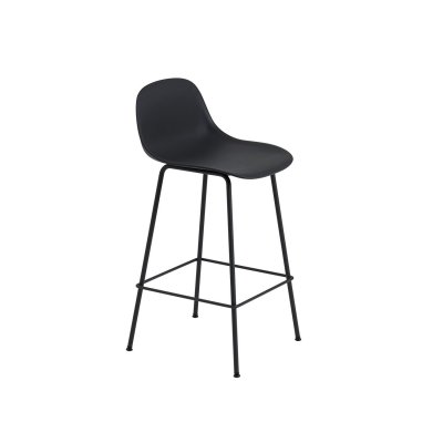 Chaise de bar 65 cm noire pi&eacute;tement tubes Fiber - Muuto