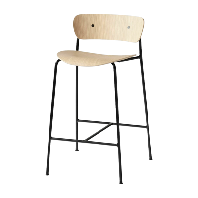 Chaise de bar en ch&ecirc;ne naturel et pi&egrave;tement noir AV7 Pavilion -&tradition