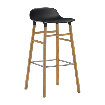 Chaise de bar Form avec structure en bois - 75 cm - Ch&ecirc;ne - noir