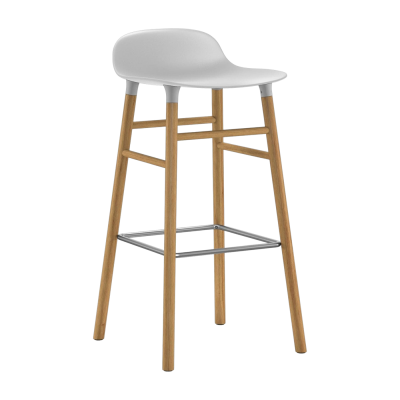 Chaise de bar Form avec structure en bois - blanc - Ch&ecirc;ne - 75 cm