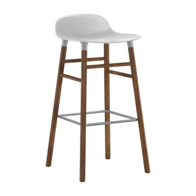 Chaise de bar Form avec structure en bois - blanc - Noyer - 75 cm