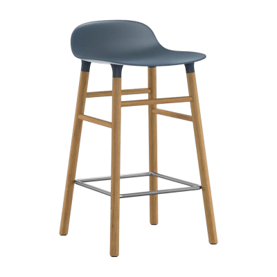 Chaise de bar Form avec structure en bois - bleu - Ch&ecirc;ne - 65 cm