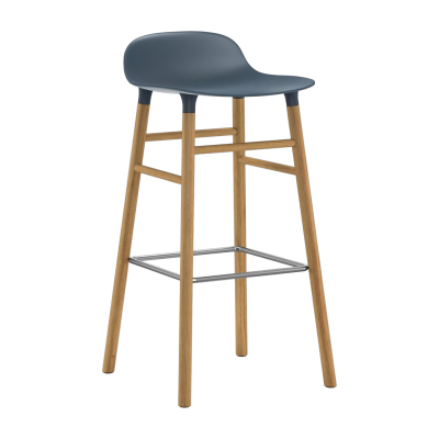 Chaise de bar Form avec structure en bois - bleu - Ch&ecirc;ne - 75 cm