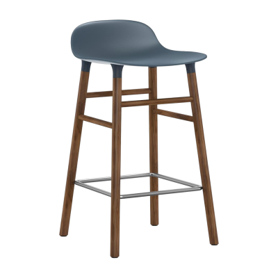 Chaise de bar Form avec structure en bois - bleu - Noyer - 65 cm