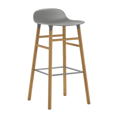 Chaise de bar Form avec structure en bois - gris - Ch&ecirc;ne - 75 cm