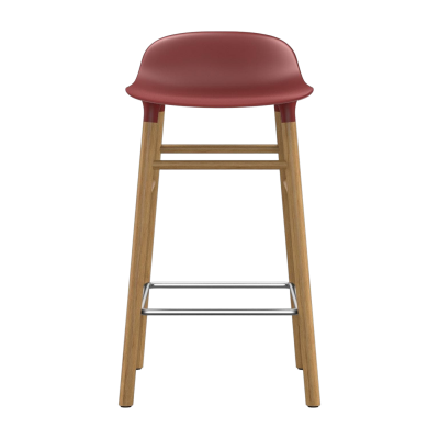 Chaise de bar Form avec structure en bois - rouge - Ch&ecirc;ne - 65 cm