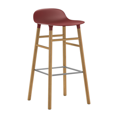Chaise de bar Form avec structure en bois - rouge - Ch&ecirc;ne - 75 cm