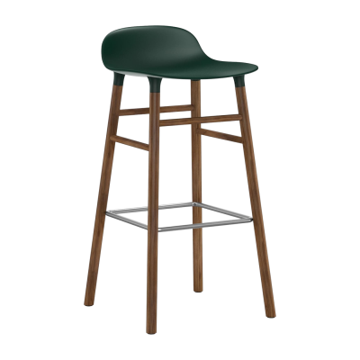 Chaise de bar Form avec structure en bois - vert - Noyer - 75 cm