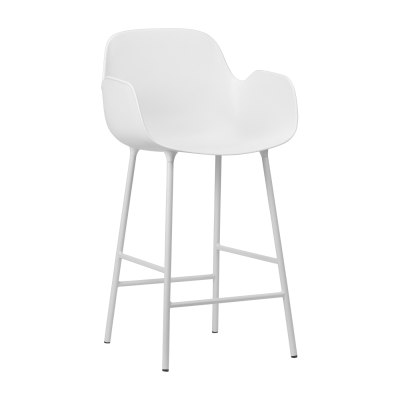 Chaise de bar Form structure acier avec accoudoirs - blanc/blanc - 65 cm