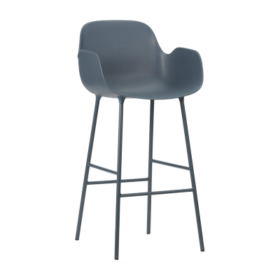 Chaise de bar Form structure acier avec accoudoirs - bleu - 75 cm