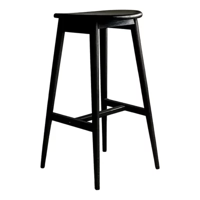 Chaise de bar Orust Bois H&eacute;v&eacute;a 43x36x77 cm Noir