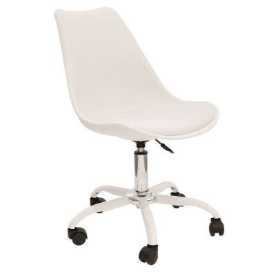 Chaise de bureau &agrave; roulettes design kiruna - blanc