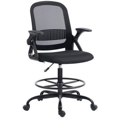 Chaise De Bureau Accoudoirs Rabattables Hauteur R&eacute;glable Maille Noir