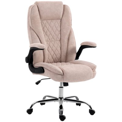 Chaise de bureau accoudoirs rabattables hauteur r&eacute;glable velours rose
