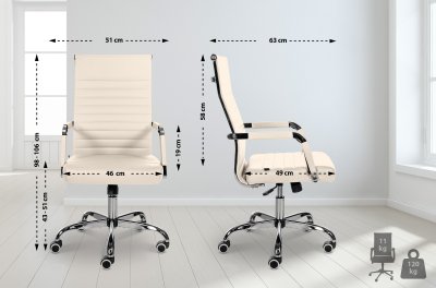 Chaise de bureau amadora avec hauteur r&eacute;glable et pied en m&eacute;tal , cr&egrave;me/similicuir