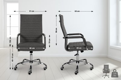 Chaise de bureau Amadora avec hauteur r&eacute;glable et Pied en m&eacute;tal gris fonc&eacute; Tissu