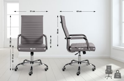 Chaise de bureau Amadora avec hauteur r&eacute;glable et Pied en m&eacute;tal gris Similicuir