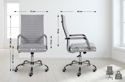 Chaise de bureau Amadora avec hauteur r&eacute;glable et Pied en m&eacute;tal gris Tissu
