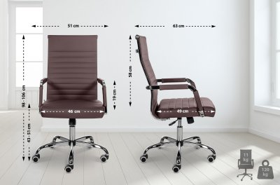 Chaise de bureau Amadora avec hauteur r&eacute;glable et Pied en m&eacute;tal marron Similicuir