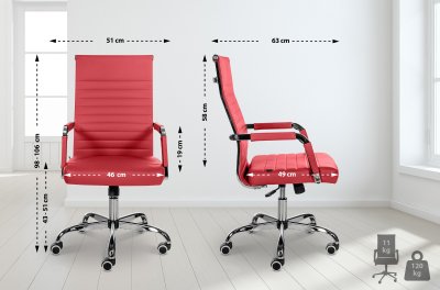 Chaise de bureau Amadora avec hauteur r&eacute;glable et Pied en m&eacute;tal rouge Similicuir