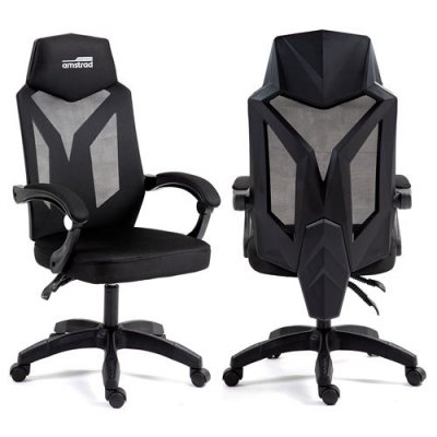 AMSTRAD Chaise de bureau -  - AMS-210-BLACK - Tissu mesh respirant - Noir - R&eacute;glable en hauteur