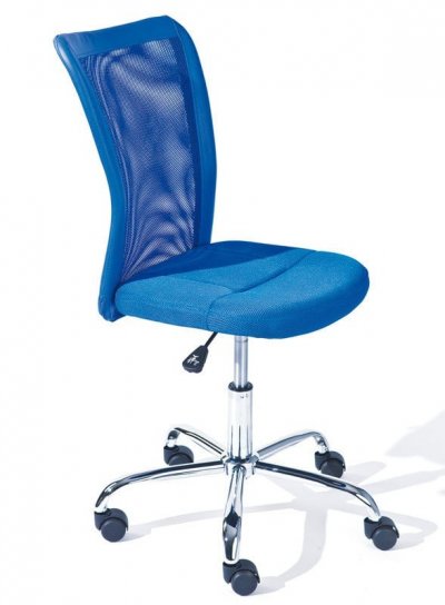 Chaise De Bureau Avec Roulettes BONNIE Bleu Mesh Tissu Respirant