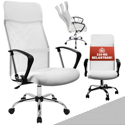 DEUBA Chaise de bureau blanche ergonomique rembourr&eacute; moderne