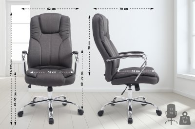 Chaise de bureau couleur gris fonc&eacute; fabriqu&eacute; en tissu polyester et m&eacute;tal Xanthos CLP