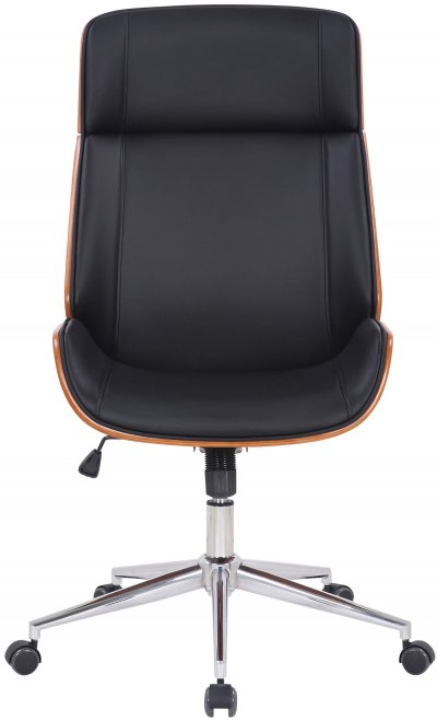 Chaise de bureau en bois avec rev&ecirc;tement en cuir synth&eacute;tique couleur noire Varel CLP