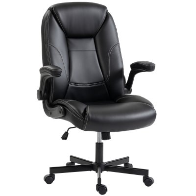 Chaise de bureau ergonomique accoudoirs relevables pu noir