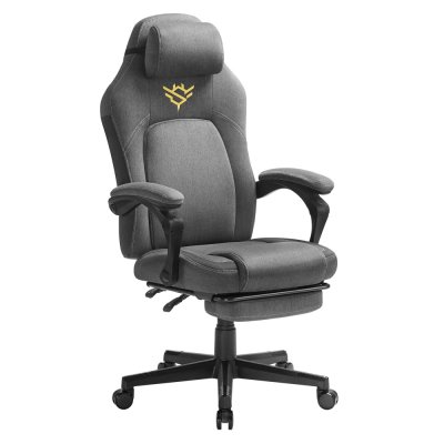 SONGMICS HOME Chaise de bureau ergonomique avec repose-pieds, gris tourterelle 