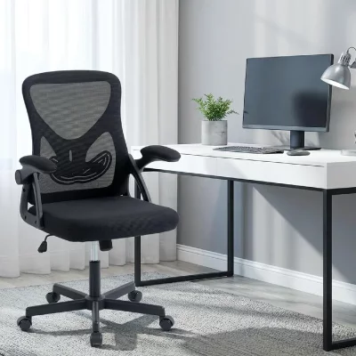 Chaise de bureau ergonomique, dossier r&eacute;glable de 90 &agrave; 110&deg; noir
