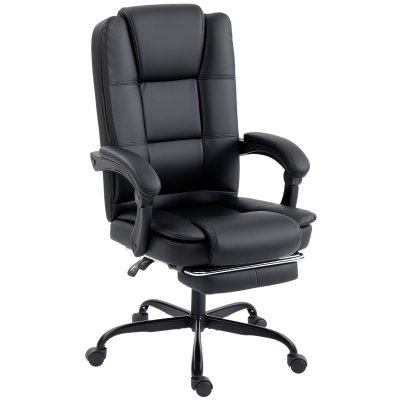 Chaise de bureau ergonomique inclinable hauteur r&eacute;glable PU noir