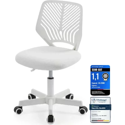 Chaise de bureau ergonomique sans accoudoirs d'une hauteur r&eacute;glable Blance