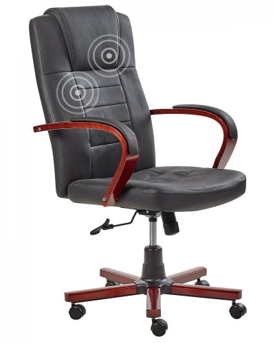 Chaise De Bureau Massante En Cuir Noir Avec Fonction Chauffage Diamond