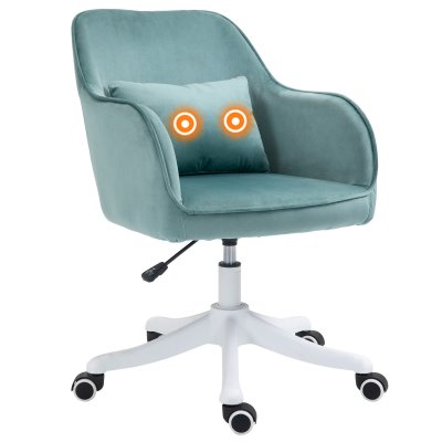 HOMCOM Chaise de bureau massante velours vert menthe