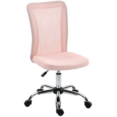 Chaise de bureau sans accoudoirs hauteur r&eacute;glable maille rose